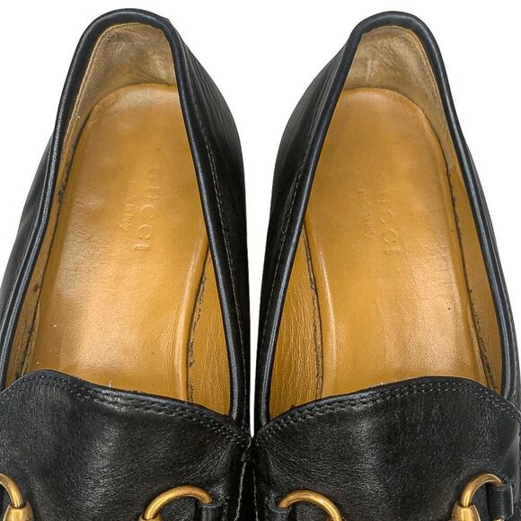 Gucci Jordaan Horsebit Loafers EU 36 US 6 Black Leather Flat Slip On Shoes - Picture 4 of 11